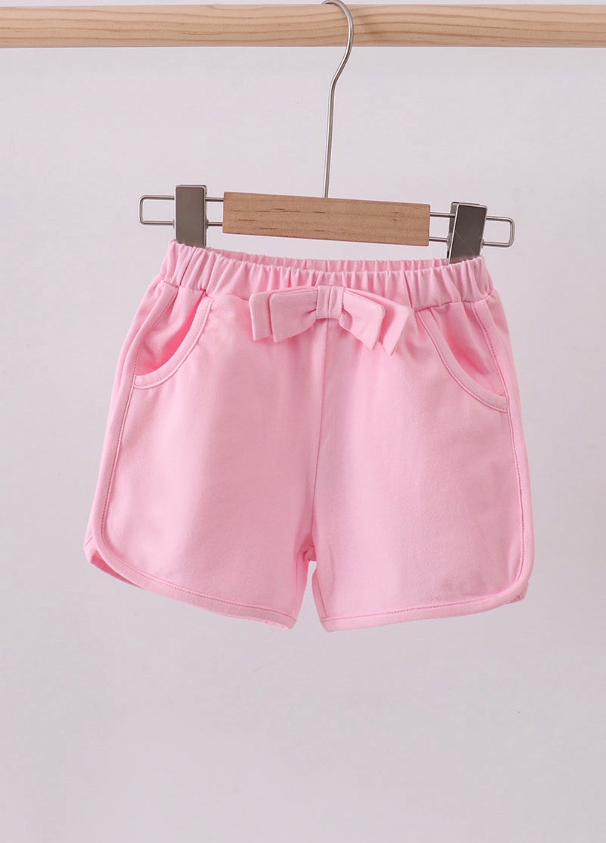 Girls Petal Pink Bow Shorts
