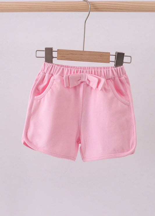 Girls Petal Pink Bow Shorts