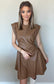 Mocha Muse Faux Leather Mini Dress