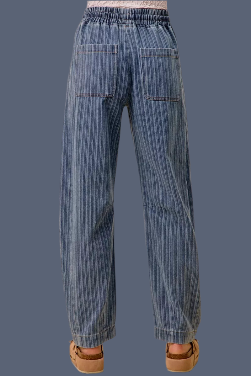 Denim Stripe Barrel Pants