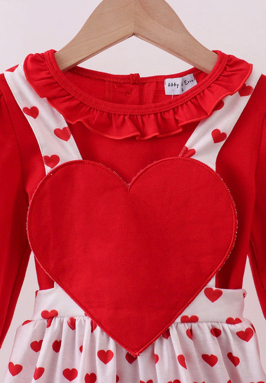 Red Heart Appliqué Dress Set