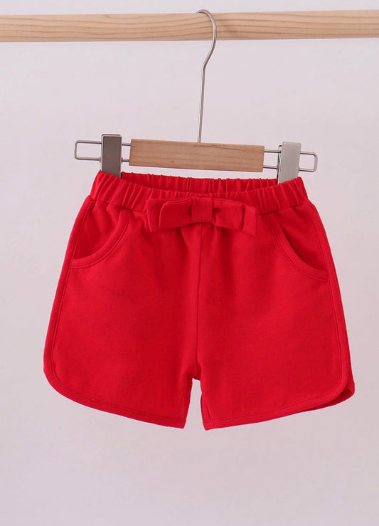 Girls Red Bow Shorts