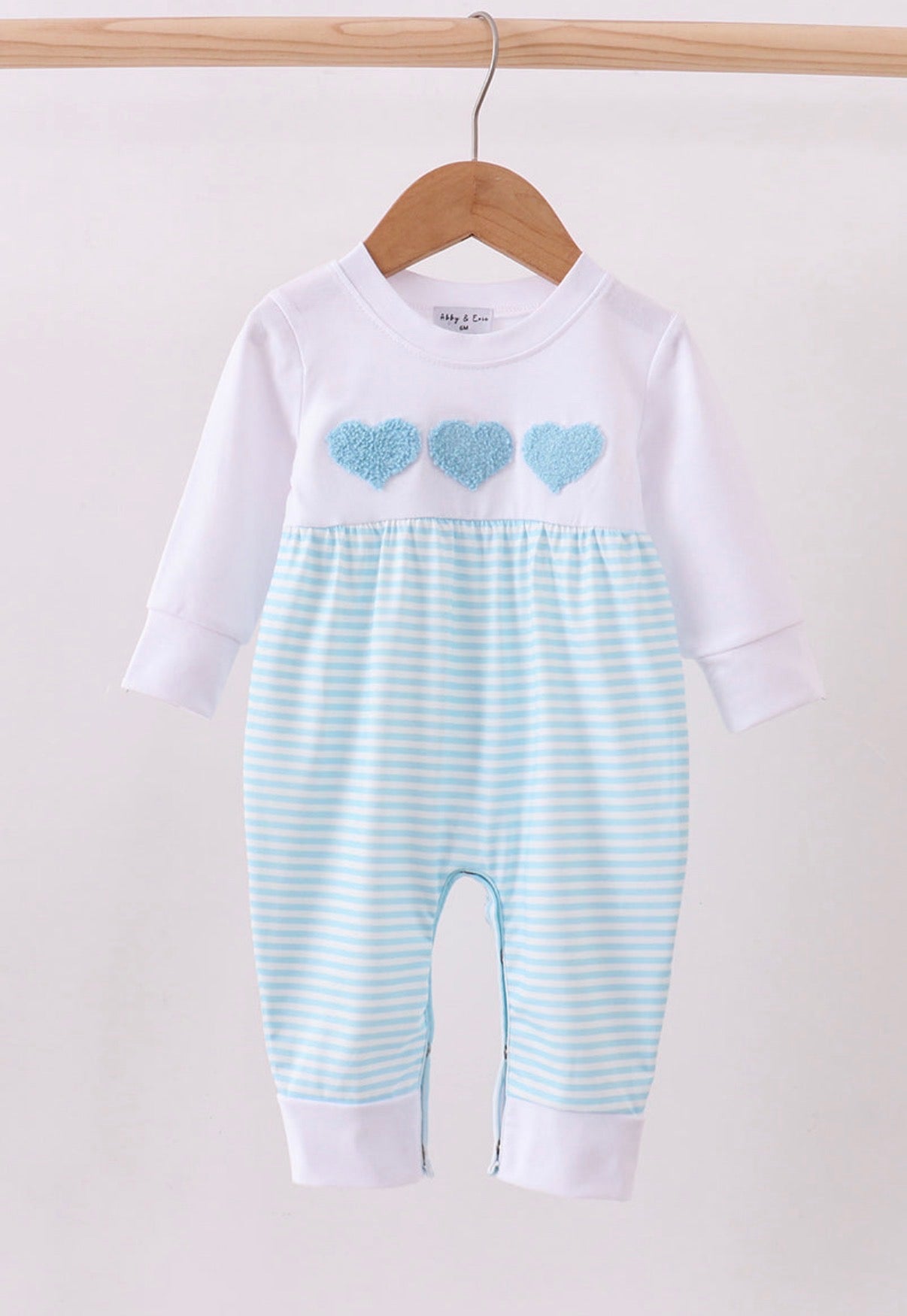 Blue French Knot Heart Romper