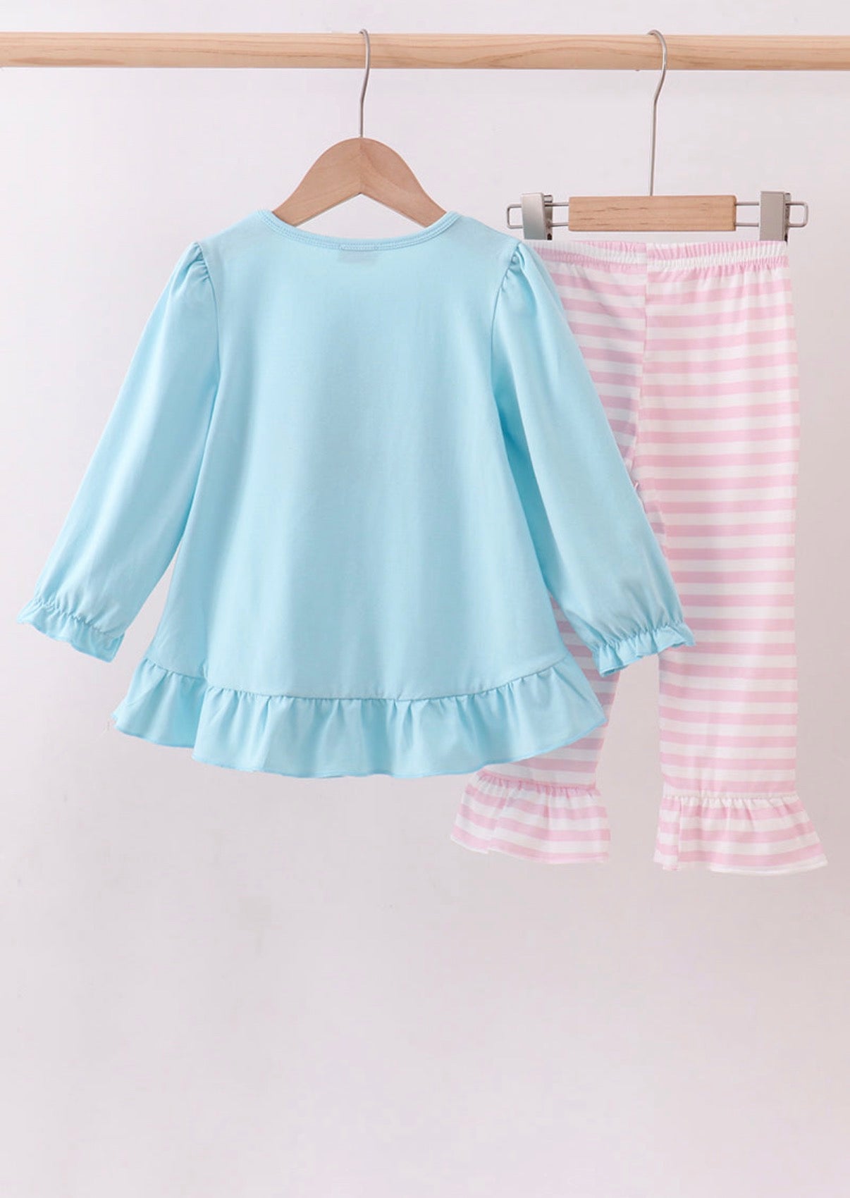 Blue Truck Heart Appliqué Ruffle Pants Set