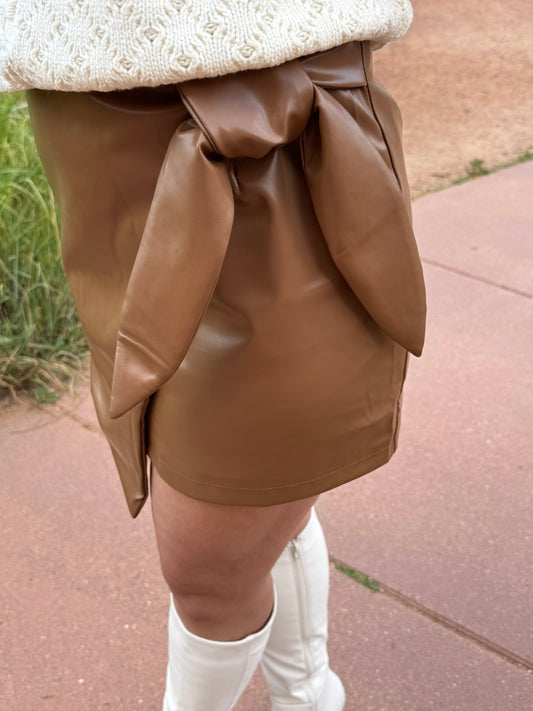 The Mocha Bow Mini Skirt