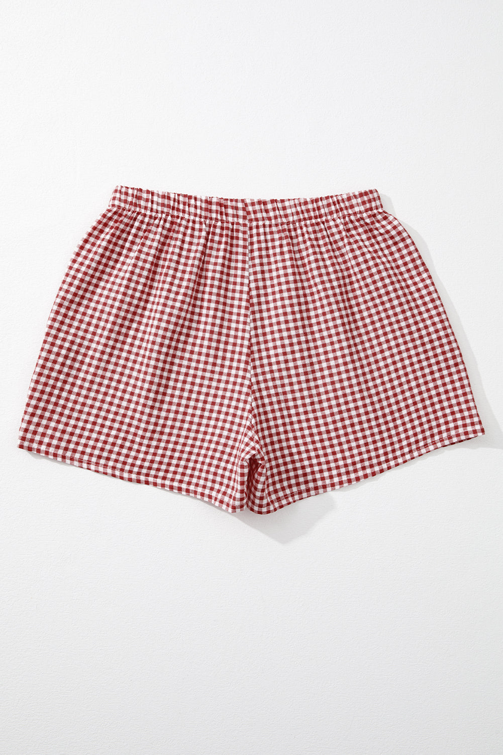 Red Gingham Printed High Waist Shorts