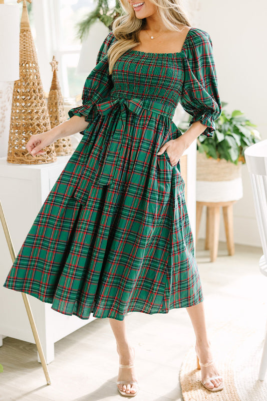 Plaid Midi Dress